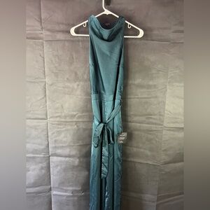 NWT Lulu's Green Satin Jumpsuit Large